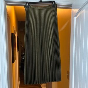 Kaari Blue Gold Midi Pleated A-line Skirt
